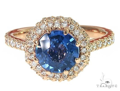 18K Gold Custom Sapphire Diamond Engagement Ring 66305 - Image 1