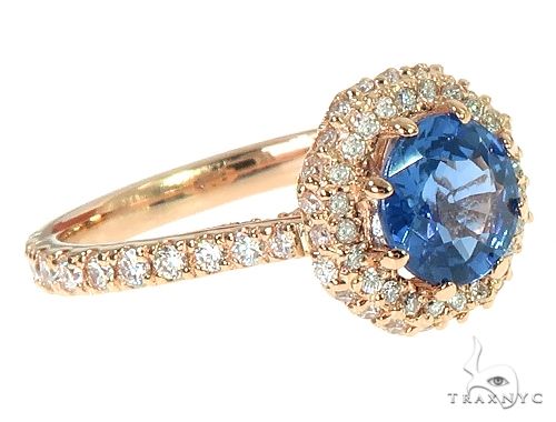 18K Gold Custom Sapphire Diamond Engagement Ring 66305 - Image 2
