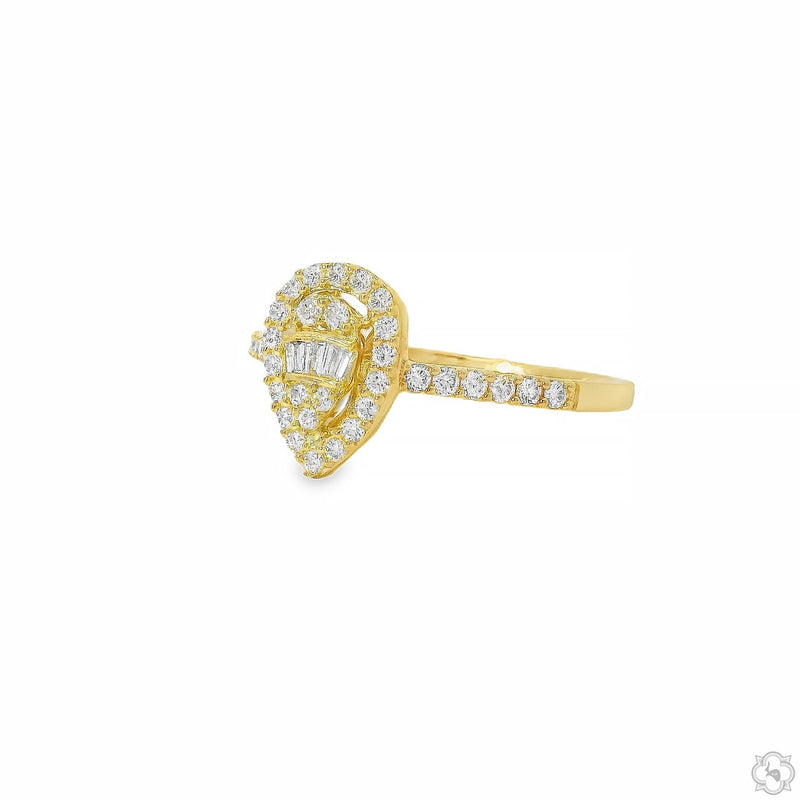18K Gold Pear Shape Baguette Diamond Engagement Ring 67297 - Image 4