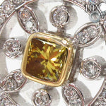 18K Gold Prong Diamond Key Pendant Necklace 32664 - Image 2