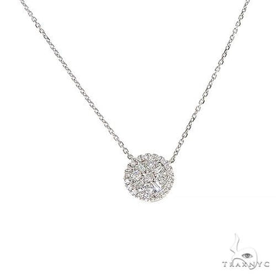 18K Gold Round Diamond Necklace With Adjustable Chain 67310 - Image 1