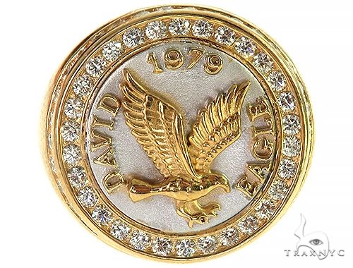18K Two Tone Custom Made Eagle Diamond Ring 66205 - Image 2