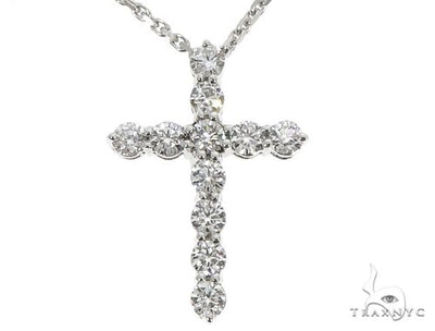 18K White Gold Diamond Cross Pendant with 18 Inch Chain 64630 - Image 1