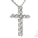 18K White Gold Diamond Cross Pendant with 18 Inch Chain 64630 - Image 2