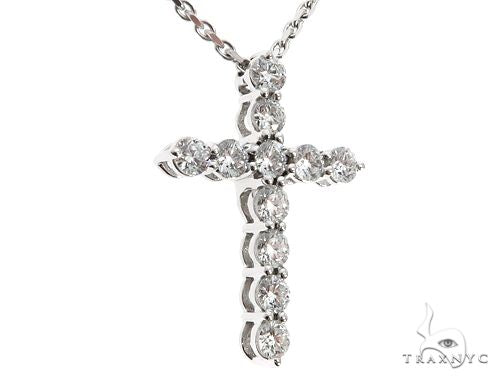 18K White Gold Diamond Cross Pendant with 18 Inch Chain 64630 - Image 2