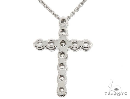 18K White Gold Diamond Cross Pendant with 18 Inch Chain 64630 - Image 3