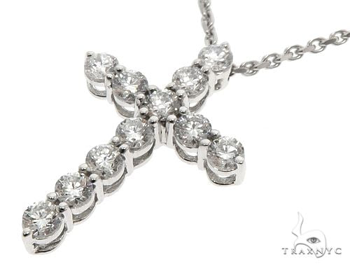 18K White Gold Diamond Cross Pendant with 18 Inch Chain 64630 - Image 4