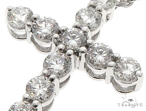 18K White Gold Diamond Cross Pendant with 18 Inch Chain 64630 - Image 5