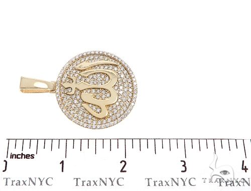 18K Yellow Gold Custom Diamond Allah Islam Pendant 65407 - Image 7