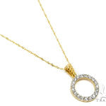 18k Yellow Gold Prong Diamond Necklace-40032 - Image 1