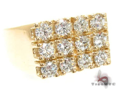 Mens Bold 12 Stone Gold Pinky Ring 19023 - Image 1