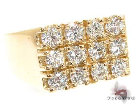 Mens Bold 12 Stone Gold Pinky Ring 19023 - Image 1