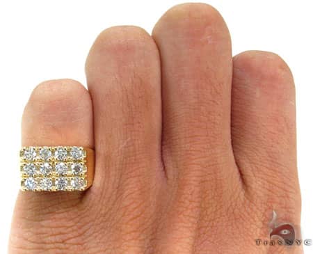 Mens Bold 12 Stone Gold Pinky Ring 19023 - Image 8