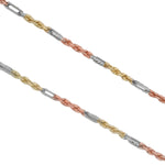14K Three Tone Gold Solid Figarope Link Chain 22 Inches 3mm 70301