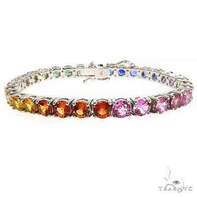 50 Pt Rainbow Sapphire Tennis Bracelet 68276 - Image 1