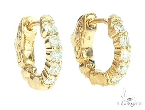 14K Yellow Gold Prong Diamond Small Hoops Earring 65767 - Image 2 [FILE:65767_image_02_e7d8686d.jpg]