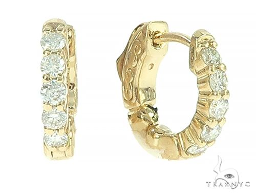 14K Yellow Gold Diamond Small Hoop Earring 65769 - Image 3 [FILE:65769_image_03_a1f4336d.jpg]