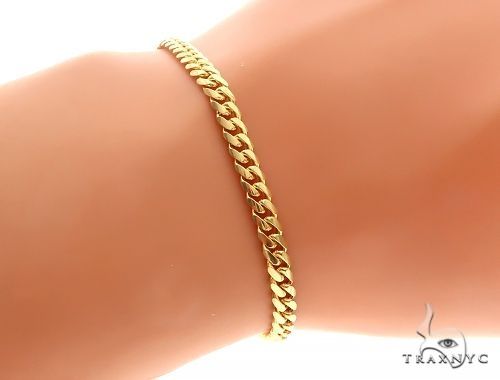 Solid Miami Cuban Link Bracelet 10K Yellow Gold 8 Inches 3.5mm   67108 - Image 3