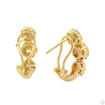 18K Gold Flower Diamond Hoop Earrings 67299 - Image 7