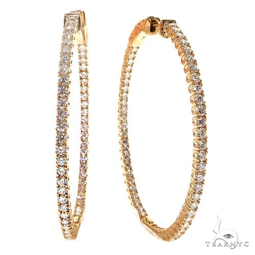 14K Gold Diamond Hoop Earrings 68682 - Image 2