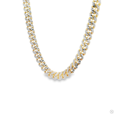 14k Gold Two Tone Diamond Cut Miami Cuban Link Chain 70323 - Image 1