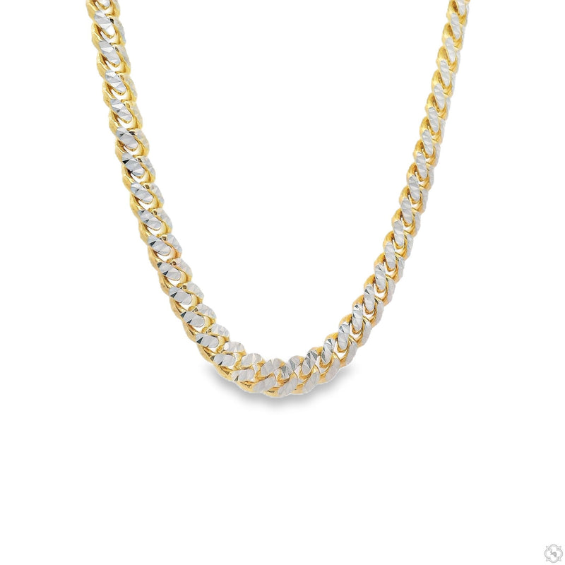 14k Gold Two Tone Diamond Cut Miami Cuban Link Chain 70323 - Image 2