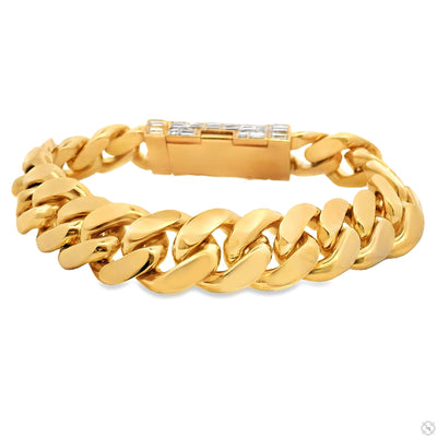 Custom Made Baguette Diamond Lock Miami Cuban Link Bracelet 70348 - Image 1