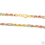 14K Three Tone Gold Solid Figarope Link Chain 18 Inches 3mm 70355 - Image 4