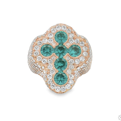 Iceberg Celestial Teal Quartz Crystals Diamond Ring 70372 - Image 1