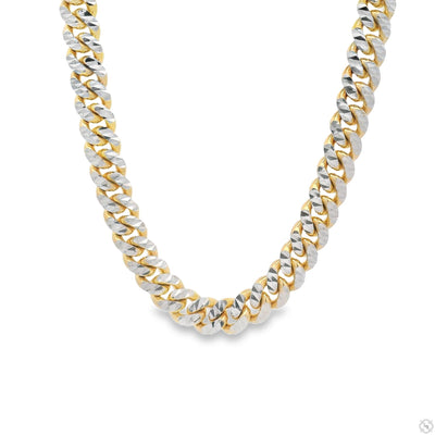 14k Gold Two Tone Diamond Cut Miami Cuban Link Chain 70381 - Image 1