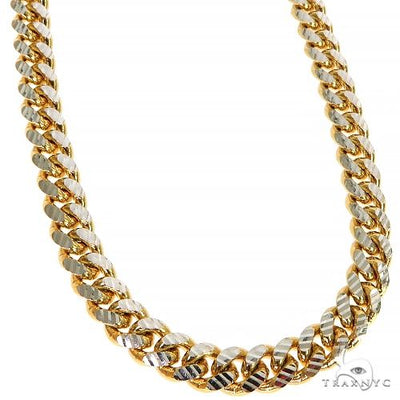 14K Yellow Gold Diamond Cut Solid Miami Cuban Chain 20 Inches 8mm 70382 - Image 1