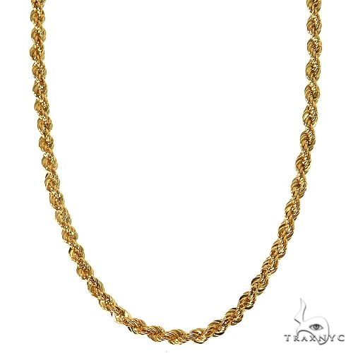 14k Yellow Gold Hollow Rope Link Chain 22 Inches 2.7mm 70415 - Image 1