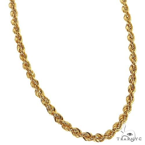 14k Yellow Gold Hollow Rope Link Chain 18 Inches 2.7mm 70417 - Image 2