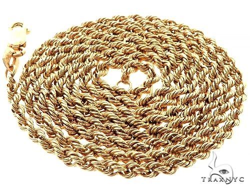 14k Yellow Gold Hollow Rope Link Chain 18 Inches 2.7mm 70417 - Image 4