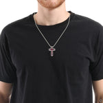 Blood Red Princess Cut Sapphire Diamond Cross 70423 - Image 4