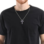 Mystic Blue Princess Cut Sapphire Diamond Cross 70425 - Image 4