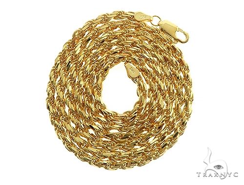 14K Yellow Gold Diamond Cut Solid Rope Link Chain 18 Inches 3.5mm 70432 - Image 3