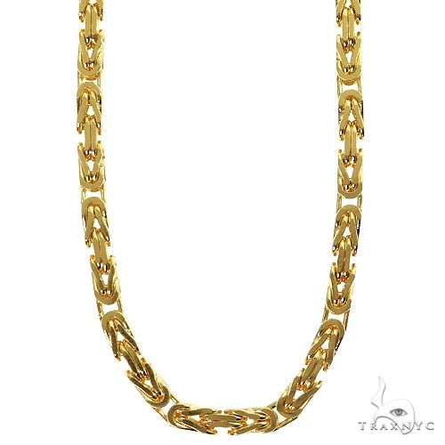 14k Yellow Gold Solid Byzantine link Chain 4mm 24 inches 70435 - Image 1