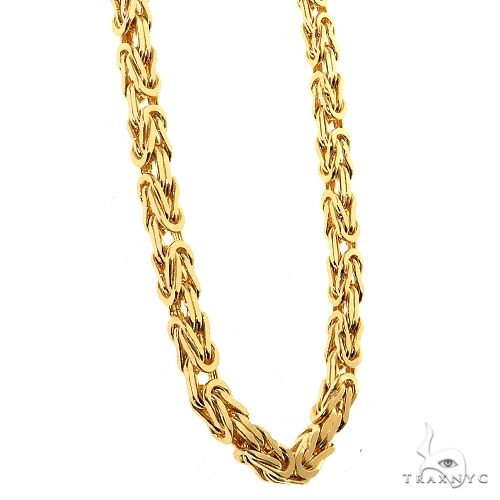 14k Yellow Gold Solid Byzantine link Chain 4mm 24 inches 70435 - Image 2