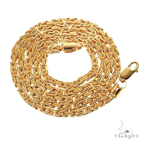 14k Yellow Gold Solid Byzantine link Chain 4mm 24 inches 70435 - Image 4