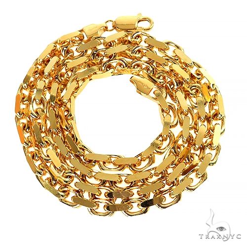 14k Yellow Gold Solid Anchor Link Diamond Cut Chain 5mm 24 inches 70437 - Image 3
