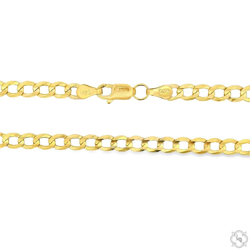 14k Yellow Gold Solid Curb Link Chain 4mm 24 Inches 70441 - Image 3