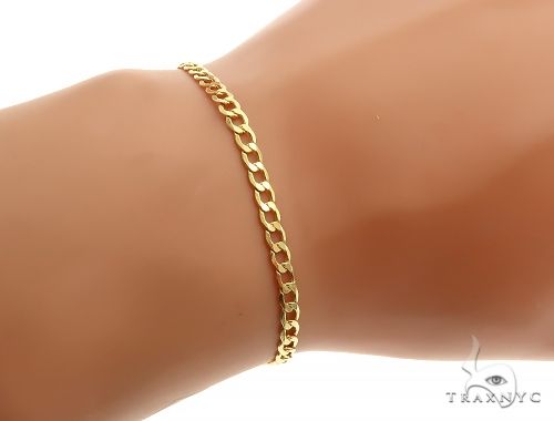 14K Yellow Gold Solid Curb Link Bracelet 8 Inches 4mm 70442 - Image 3