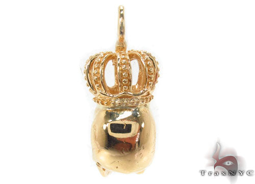 18K Yelow Gold Skull Crown Diamond Set 34381 - Image 6