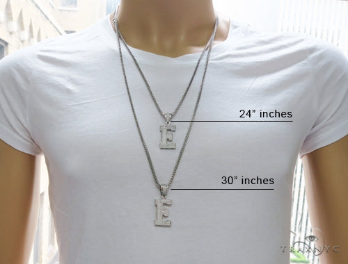CZ Silver Initial(E) Pendant 24 Inches Franco Chain Set 58473 - Image 7