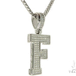 CZ Silver Initial(F) Pendant 24 Inches Franco Chain Set 58474 - Image 2