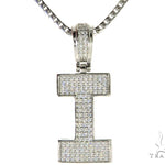 CZ Silver Initial(I) Pendant 24 Inches Franco Chain Set 58477 - Image 1
