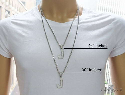 CZ Silver Initial(J) Pendant 24 Inches Franco Chain Set 58478 - Image 7