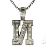 CZ Silver Initial(N) Pendant 24 Inches Franco Chain Set 58482 - Image 3
