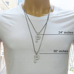 CZ Silver Initial(P) Pendant 24 Inches Franco Chain Set 58484 - Image 7